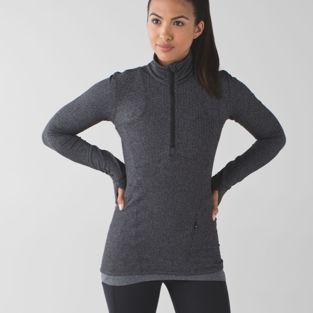 Lululemon Athletica Gray Fitted Ribbed Long Sleeve Top